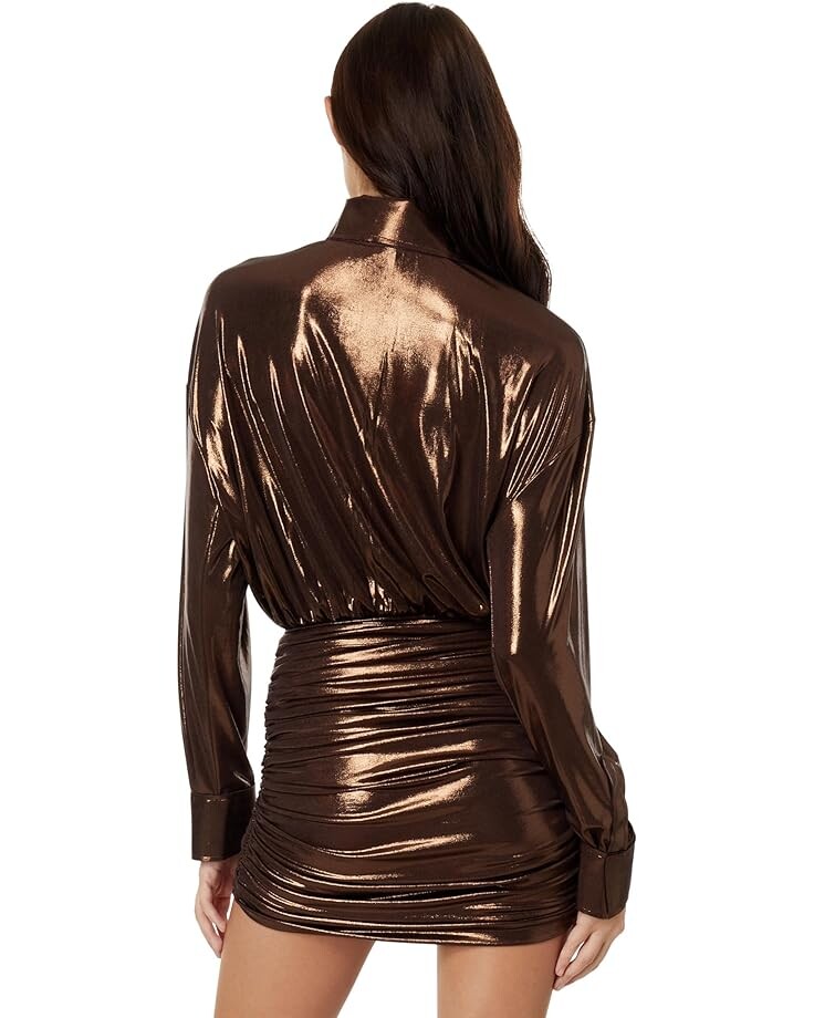 

Платье Norma Kamali Oversized Boyfriend NK Shirt Shirred Bottoms Mini Dress, цвет Chocolate