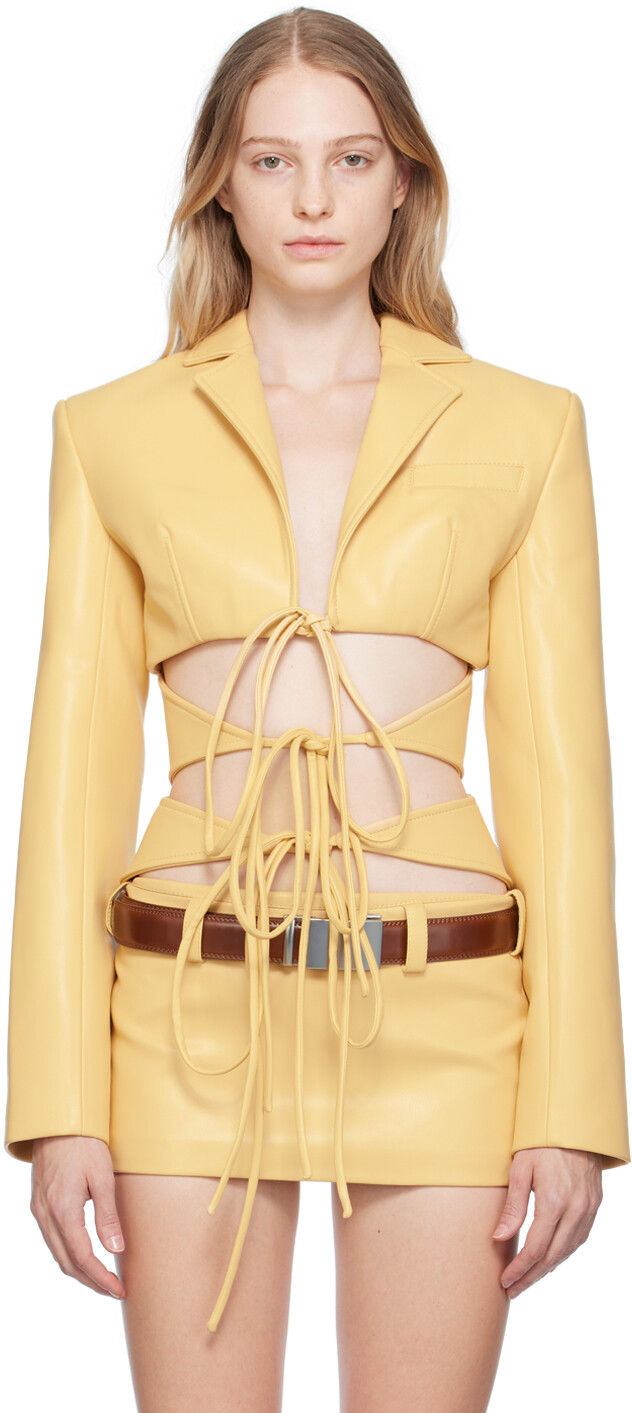 

Эксклюзивный бежевый пиджак из искусственной кожи SSENSE Shibari Lado Bokuchava