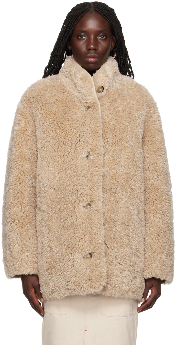 Бежевая двусторонняя куртка Carolina Isabel Marant Etoile куртка двусторонняя из искусственной овчины zara светло коричневый