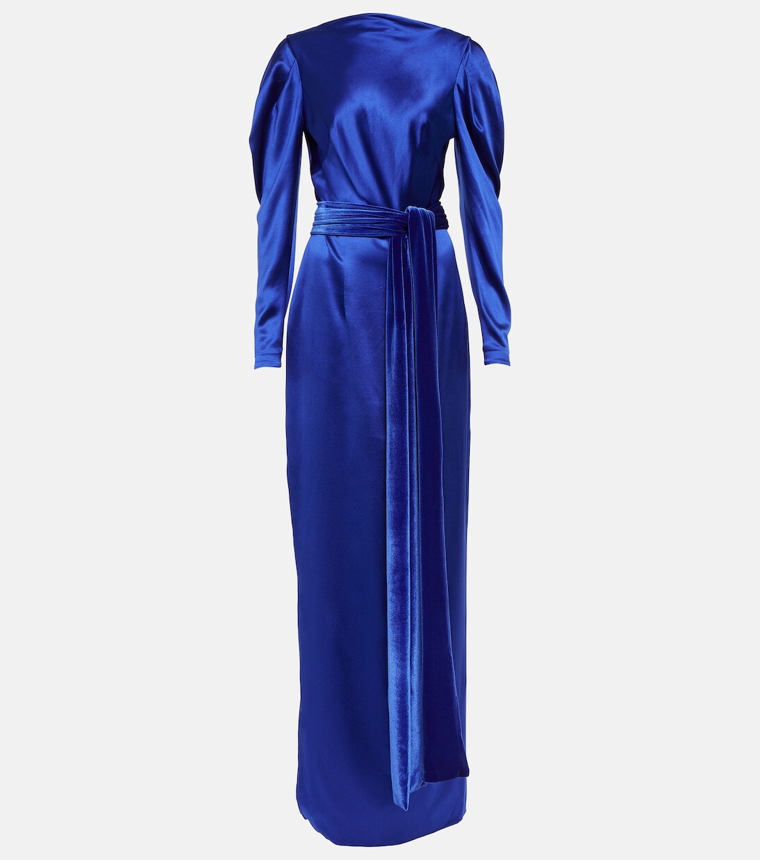 

Шелковое атласное платье Monique Lhuillier, синий