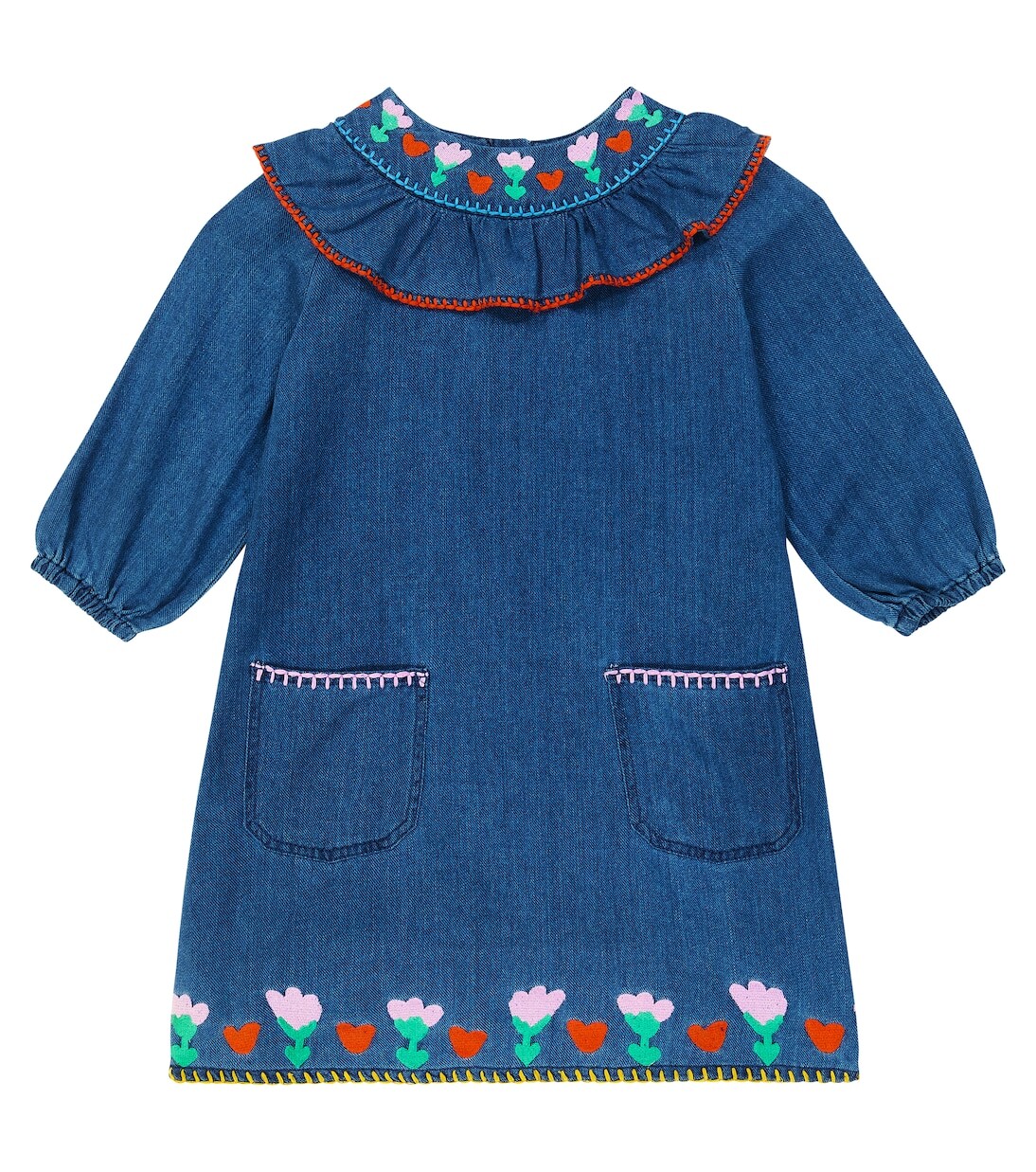 

Джинсовое платье с вышивкой Stella Mccartney Kids, синий