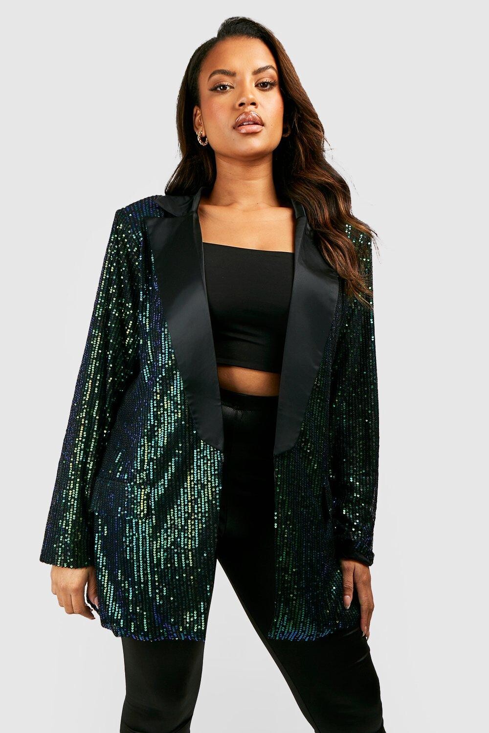 

Плюс Блейзер с пайетками boohoo, зеленый