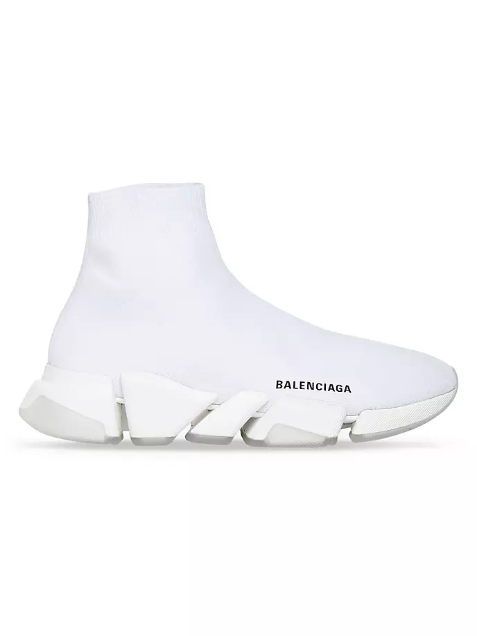 

Кроссовки Speed 2.0 из переработанного трикотажа с прозрачной подошвой Balenciaga, белый