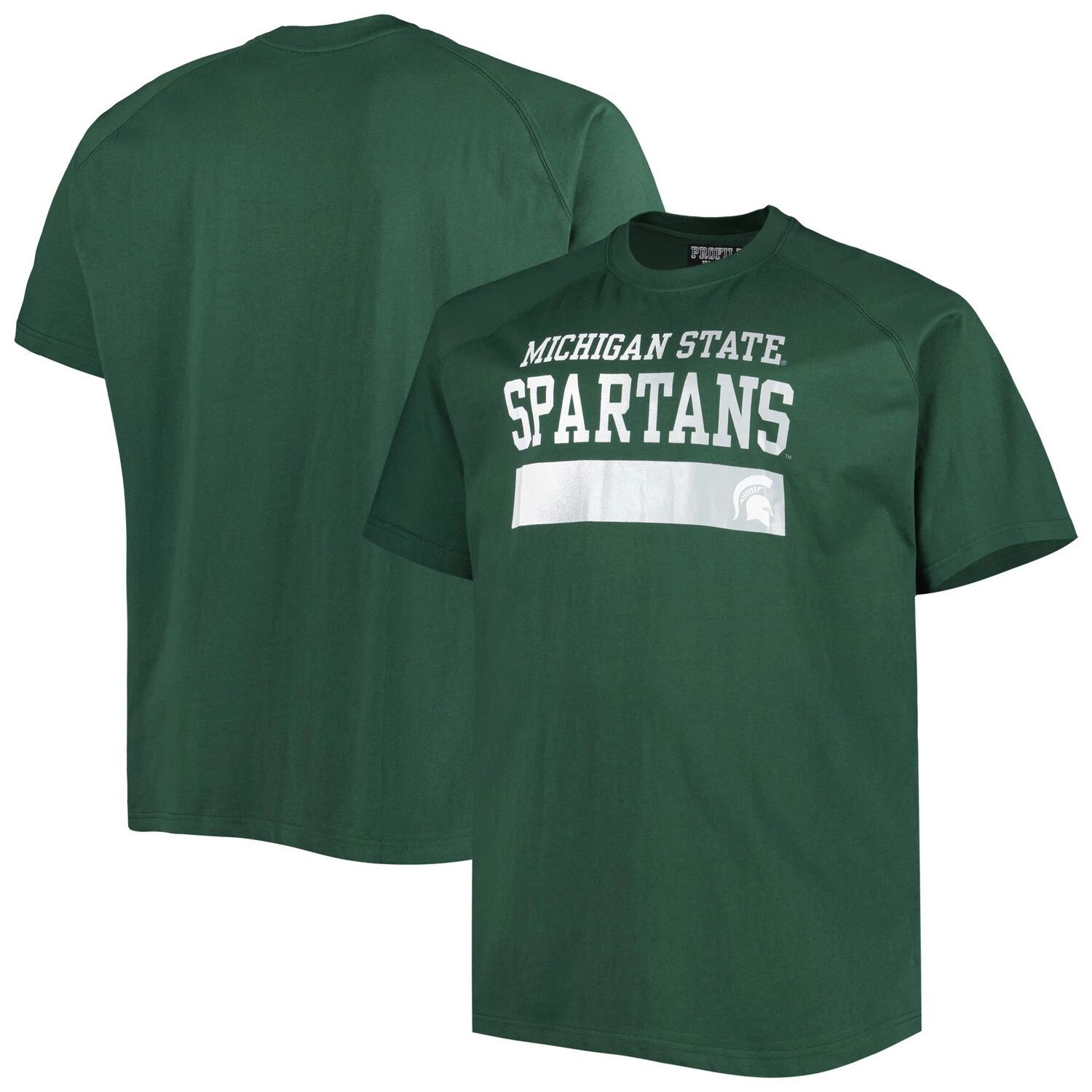Мужская зеленая футболка реглан Michigan State Spartans Big & Tall