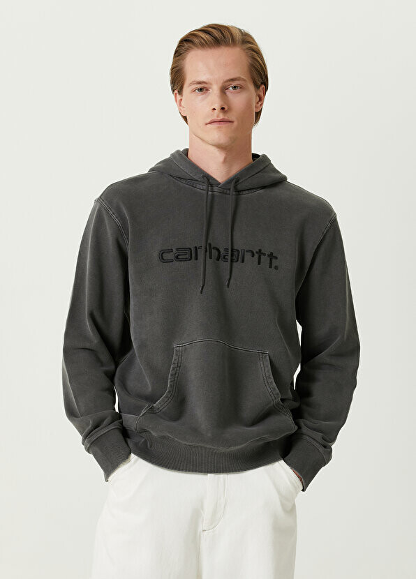 

Черный свитшот с капюшоном и вышитым логотипом Carhartt