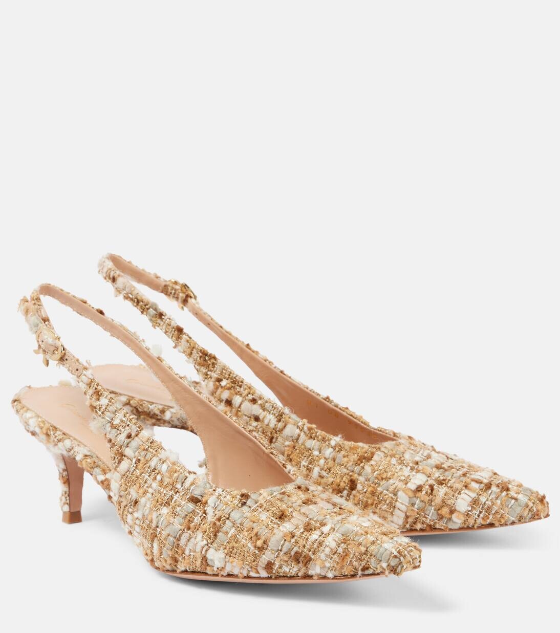 

Туфли-лодочки Pointy 55 букле с пяткой на пятке Gianvito Rossi, цвет nude