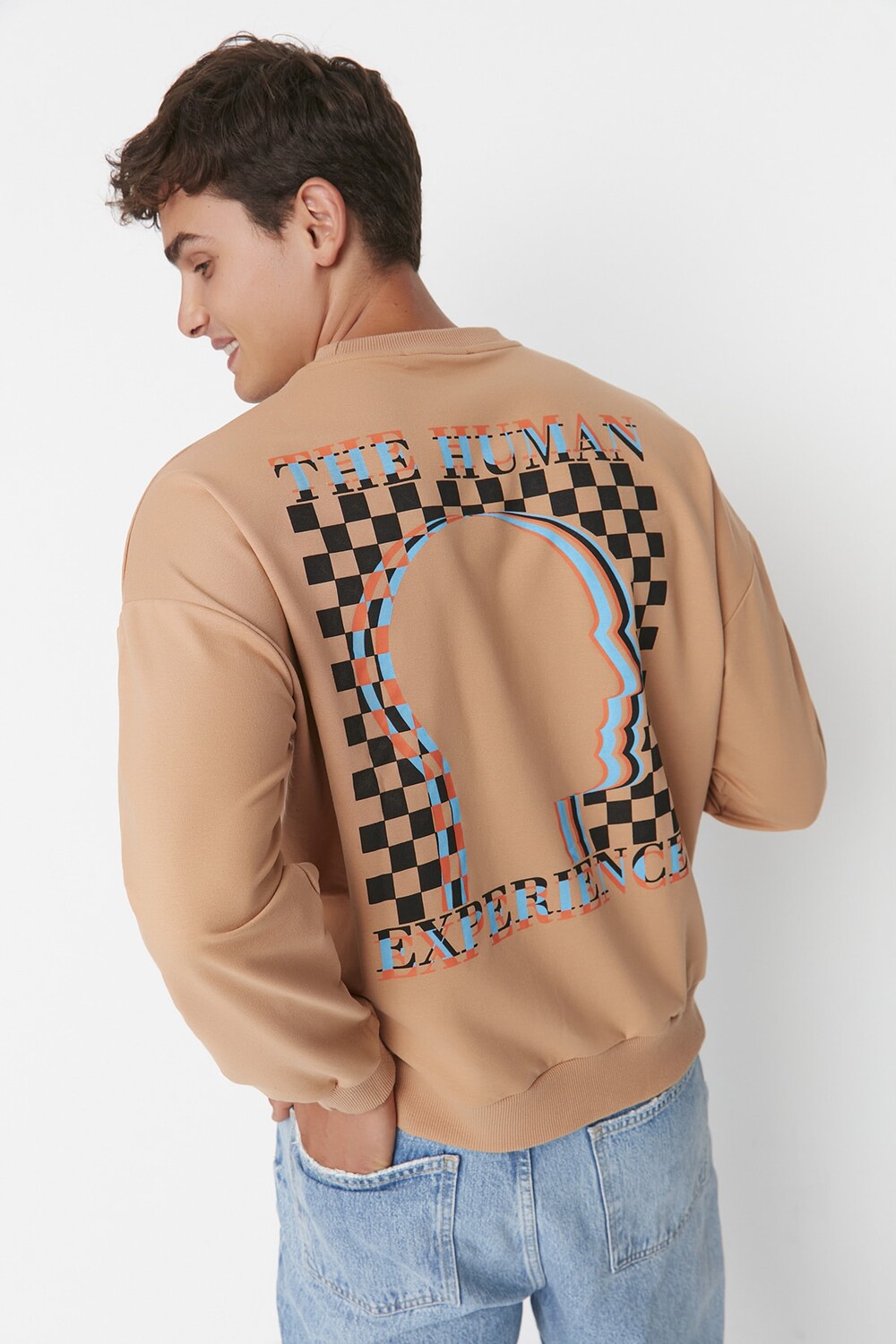 

Толстовка - Бежевый - Oversize Trendyol, бежевый
