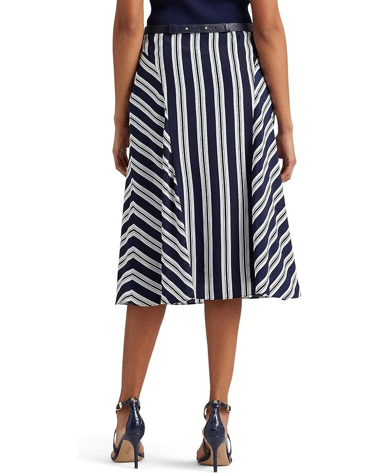 

Юбка LAUREN Ralph Lauren Striped Crepe Skirt, темно-синий/белый