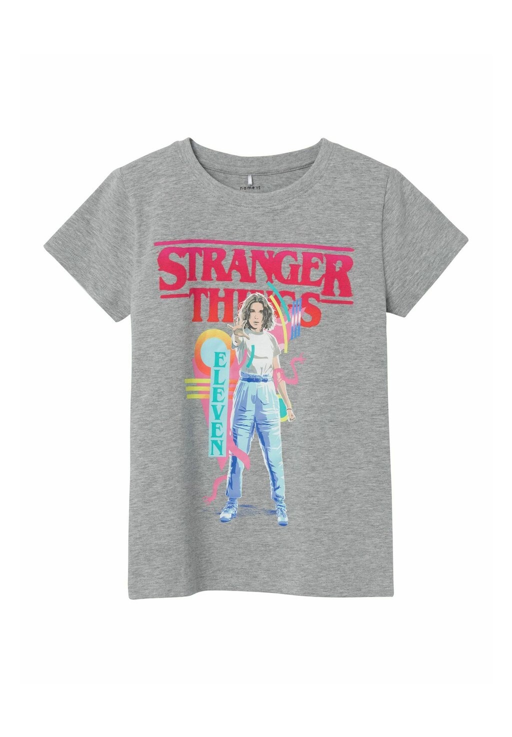 

Футболка с принтом Nkfdunna Trangerthings Ss Box Bfu Name it, цвет grey melange
