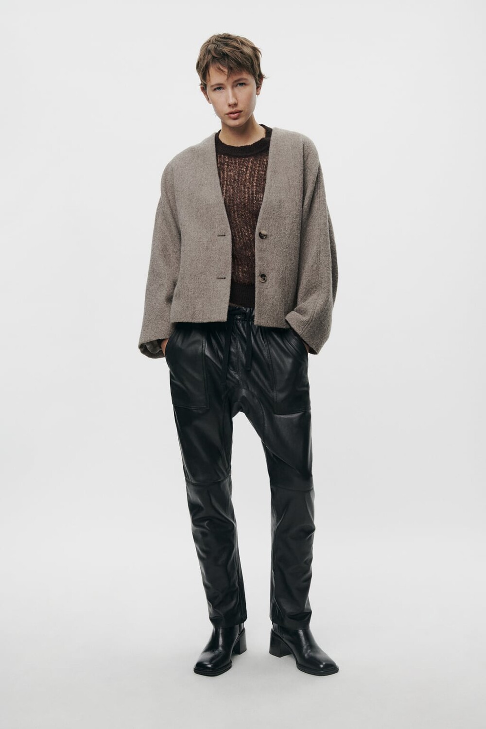 

Куртка прямого кроя из шерсти Manteco ZARA, коричневый