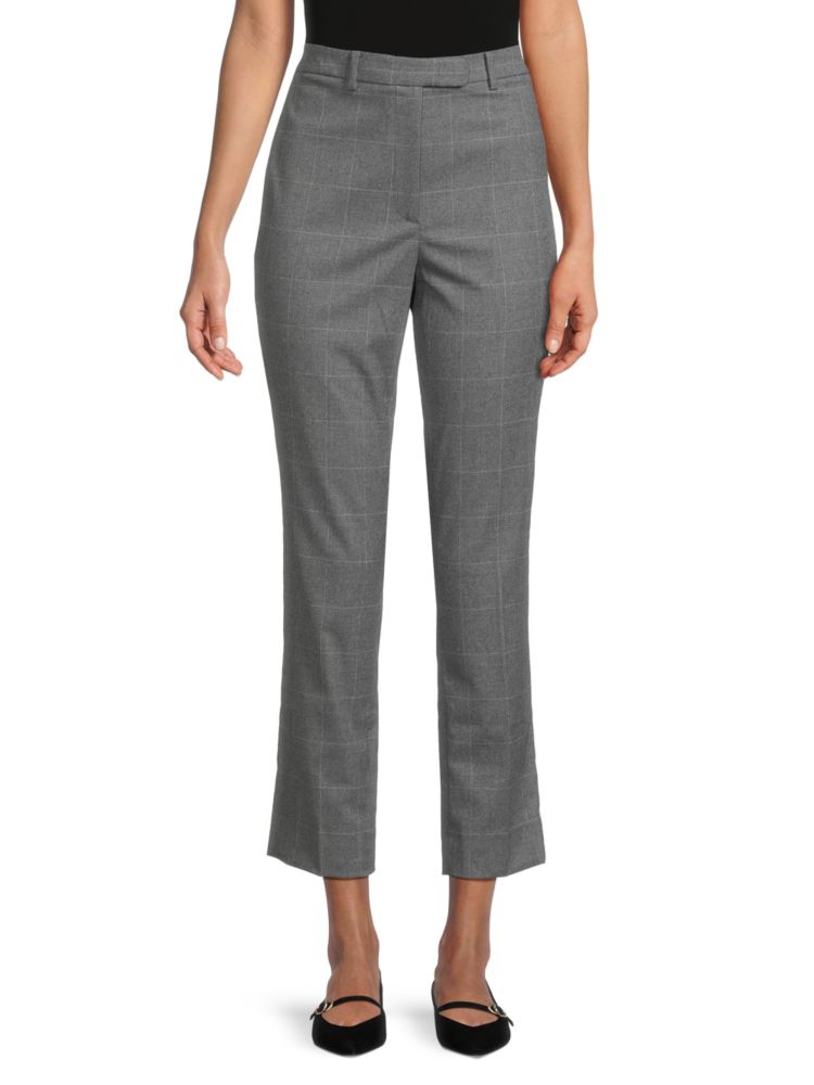 Укороченные прямые брюки в клетку Donna Karan, серый перчатки горные glance donna серый 6 5