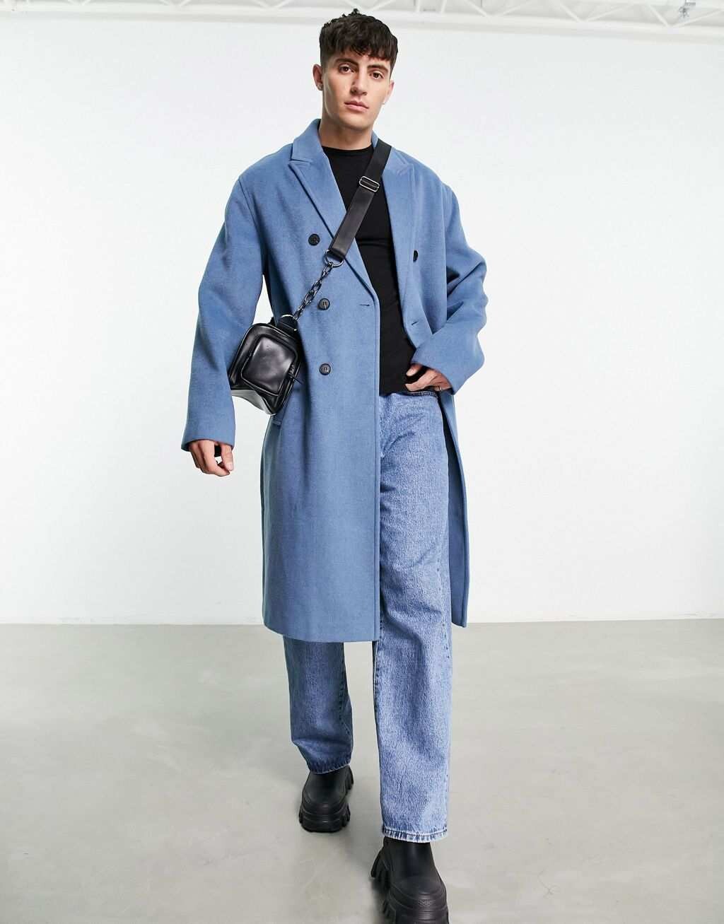 

Голубое пальто оверсайз из смесовой шерсти ASOS DESIGN