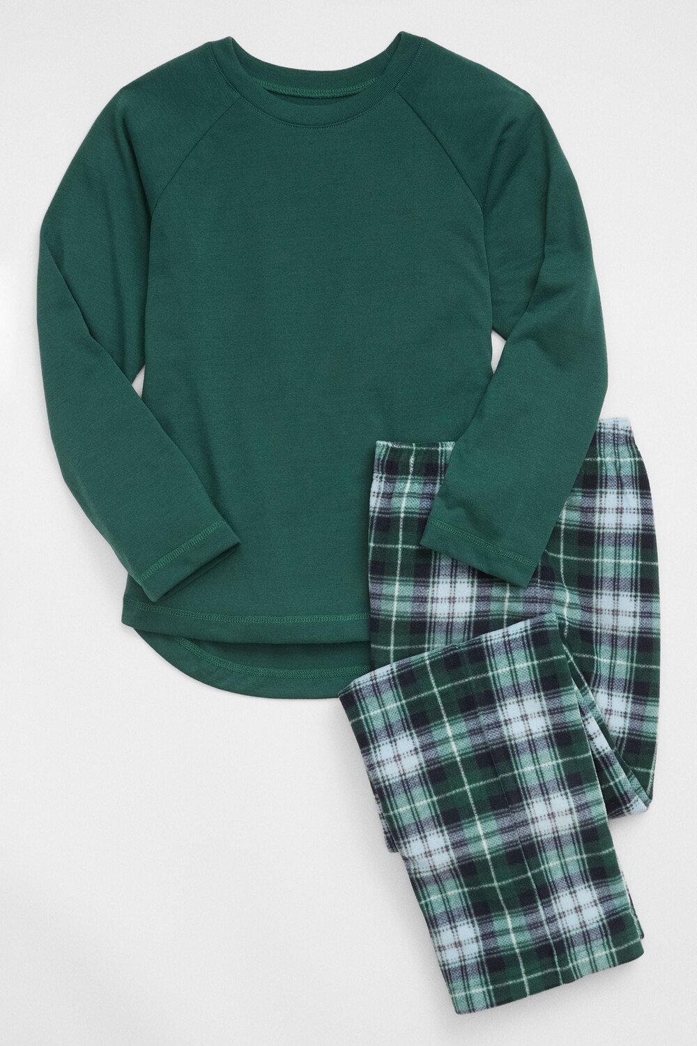 

Уютная детская пижама из микрофлиса в клетку Gap, зеленый