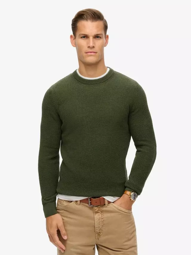 

Джемпер Superdry Textured Crew Knitted, цвет olive/heather