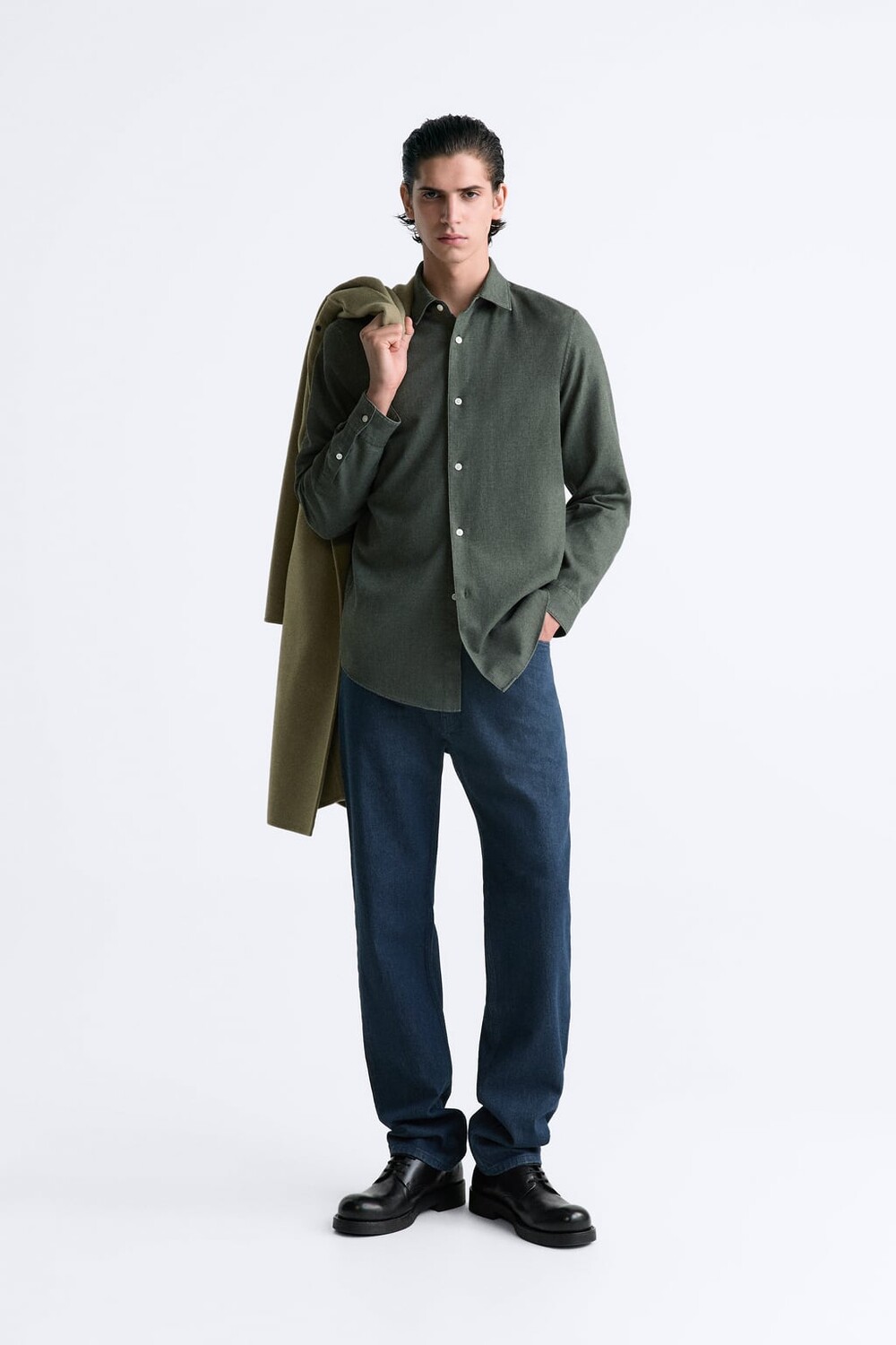 

Легкая в уходе фактурная рубашка ZARA, зеленый