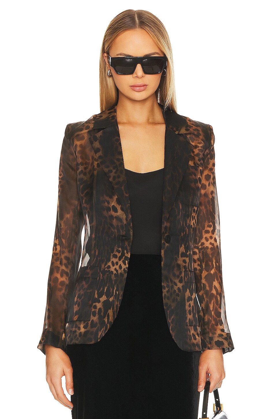 

Блейзер L'AGENCE Tamara Sheer, цвет Brown Leopard