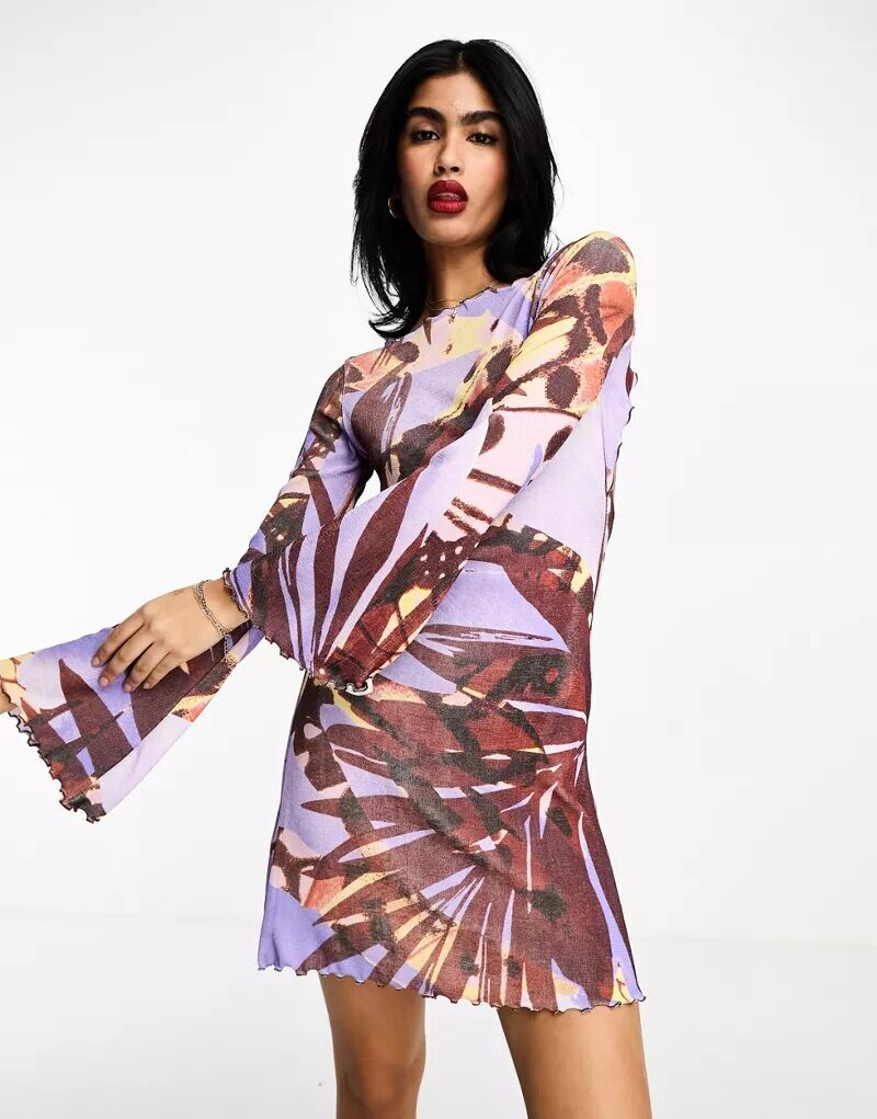 

Платье мини с длинными рукавами и завязками на спине ASOS