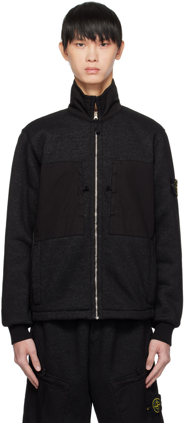 

Черный свитшот с карманом на молнии Stone Island