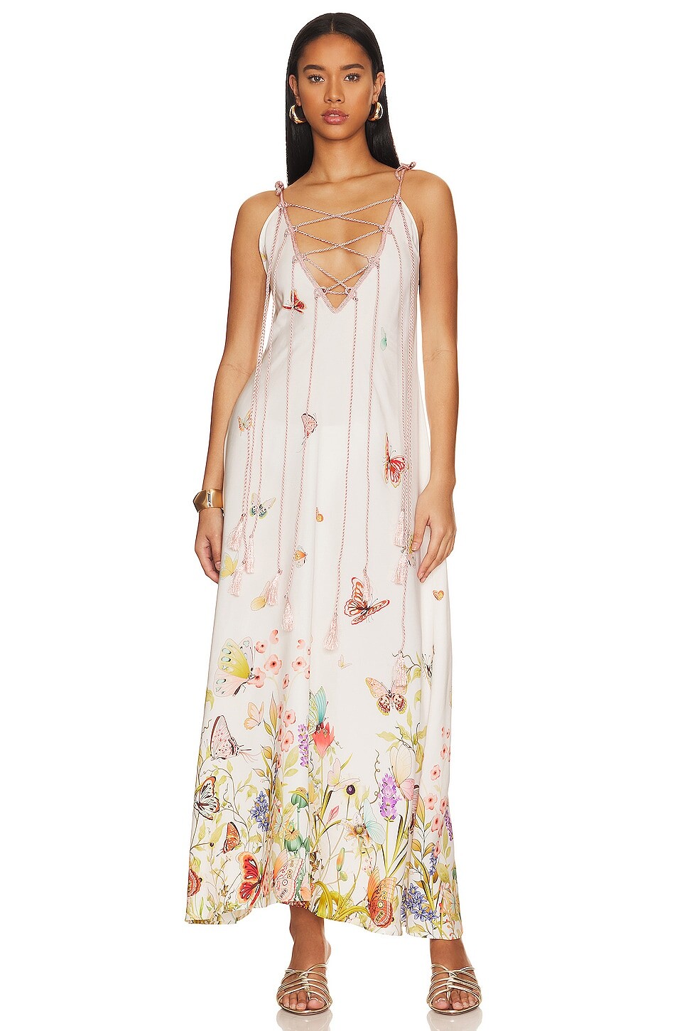 

Платье макси My Beachy Side Lace Up, цвет Snow White Printed
