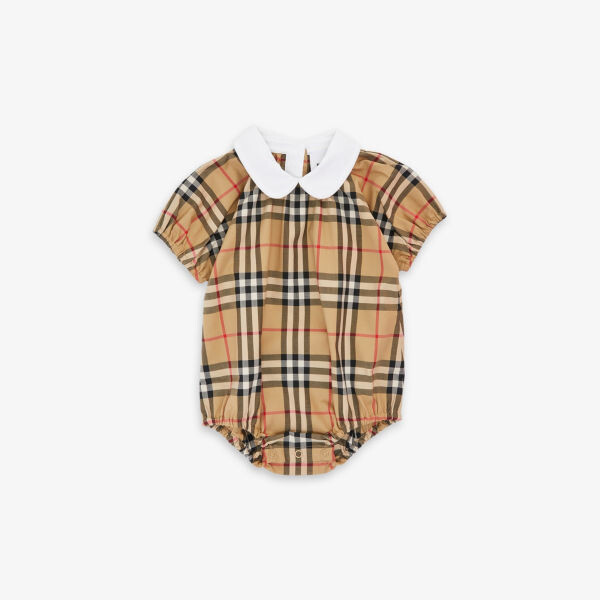 

Комбинезон из эластичного хлопка в клетку 1–12 месяцев Burberry, бежевый
