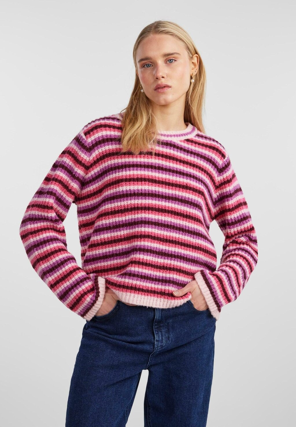 

Свитшот Pieces NISCHA LS O NECK BC, цвет shocking pink