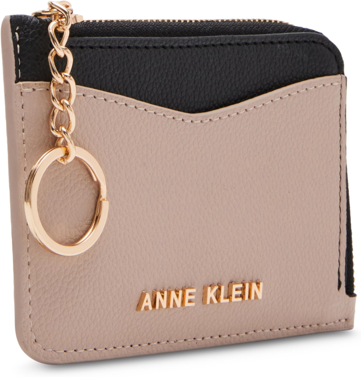 

Изогнутый футляр для карточек на молнии и Go с цветными блоками Anne Klein, цвет Stone/Black