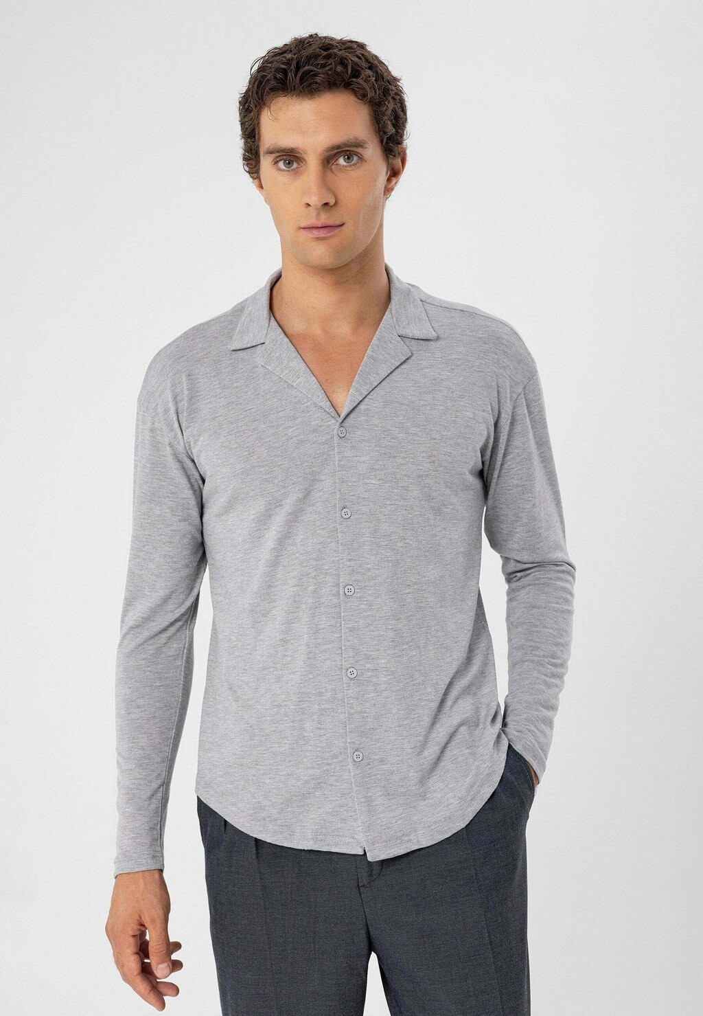 

Рубашка Lapel Collar Long Sleeve Antioch, цвет light grey