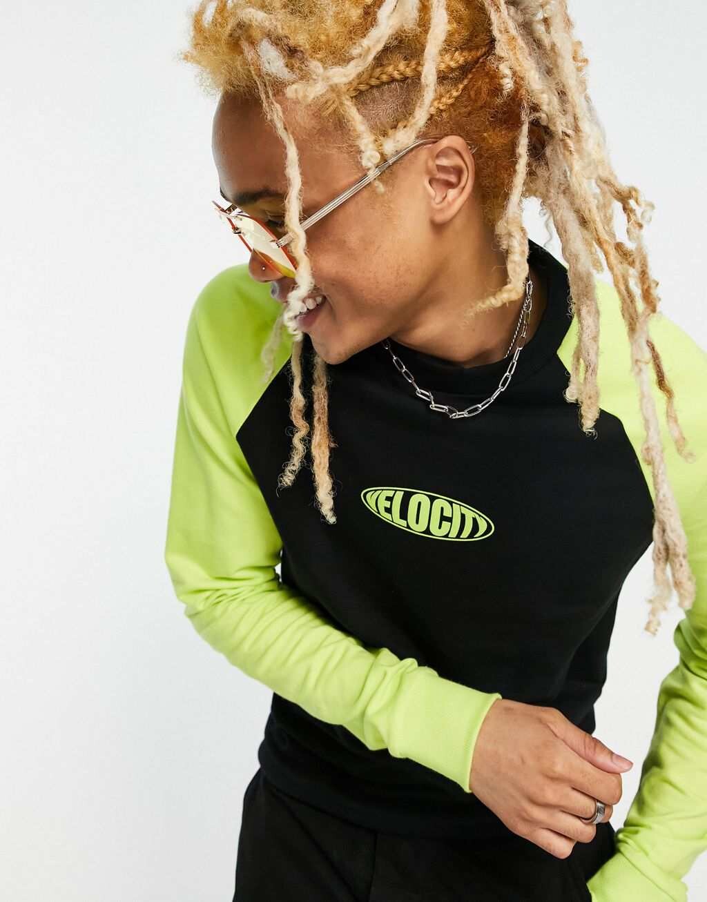 

Черно-зеленый свитшот ASOS DESIGN в стиле колор-блок, Черный
