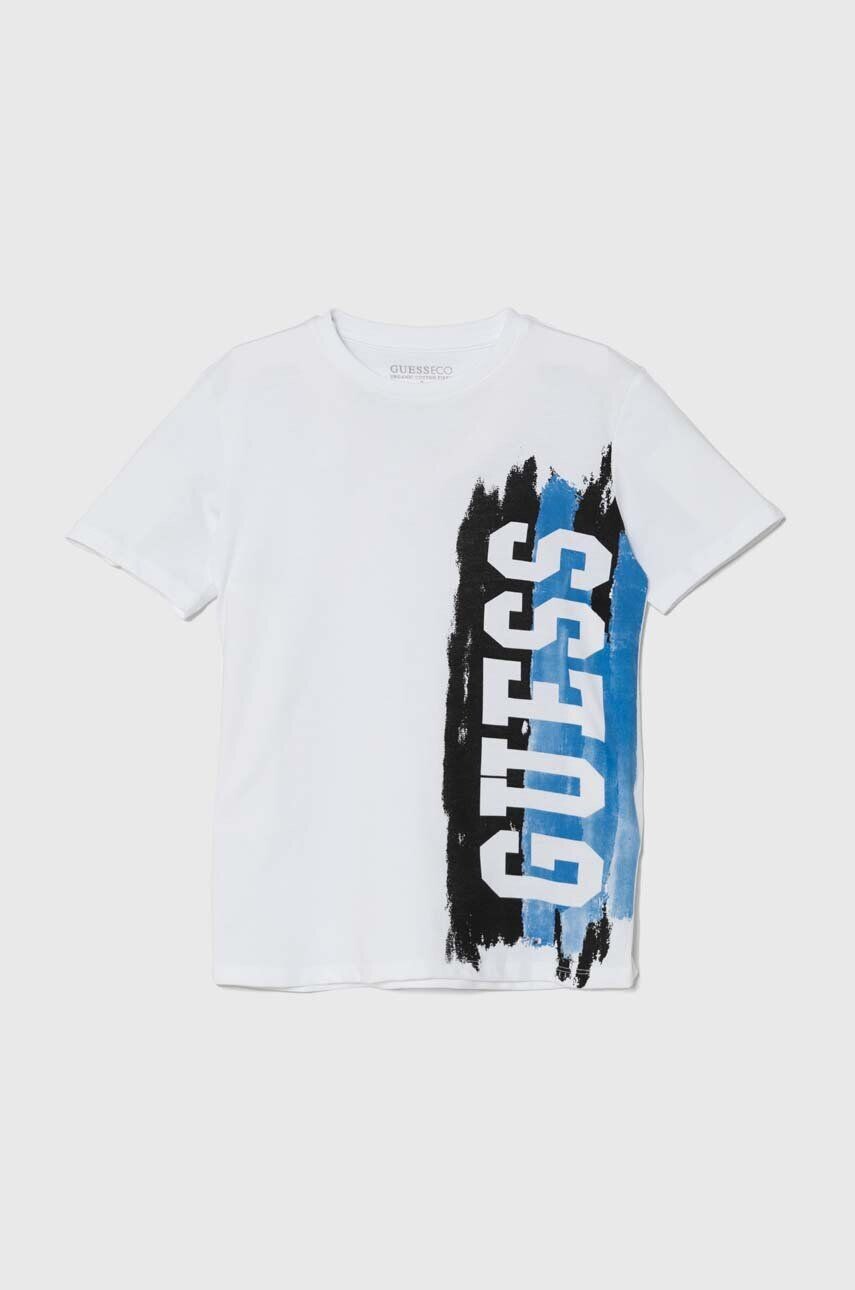 

Детская хлопковая футболка Guess, белый