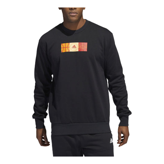 Толстовка Men's adidas Mic Gfx Crew Limited Basketball Sports Printing Fleece Lined Round Neck Pullover Black, черный