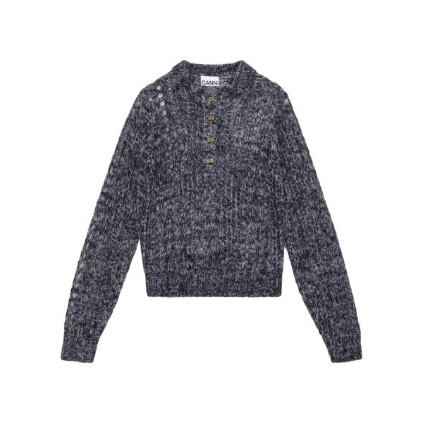 

Футболка mohair pullover mit kragen 099 black Ganni, черный