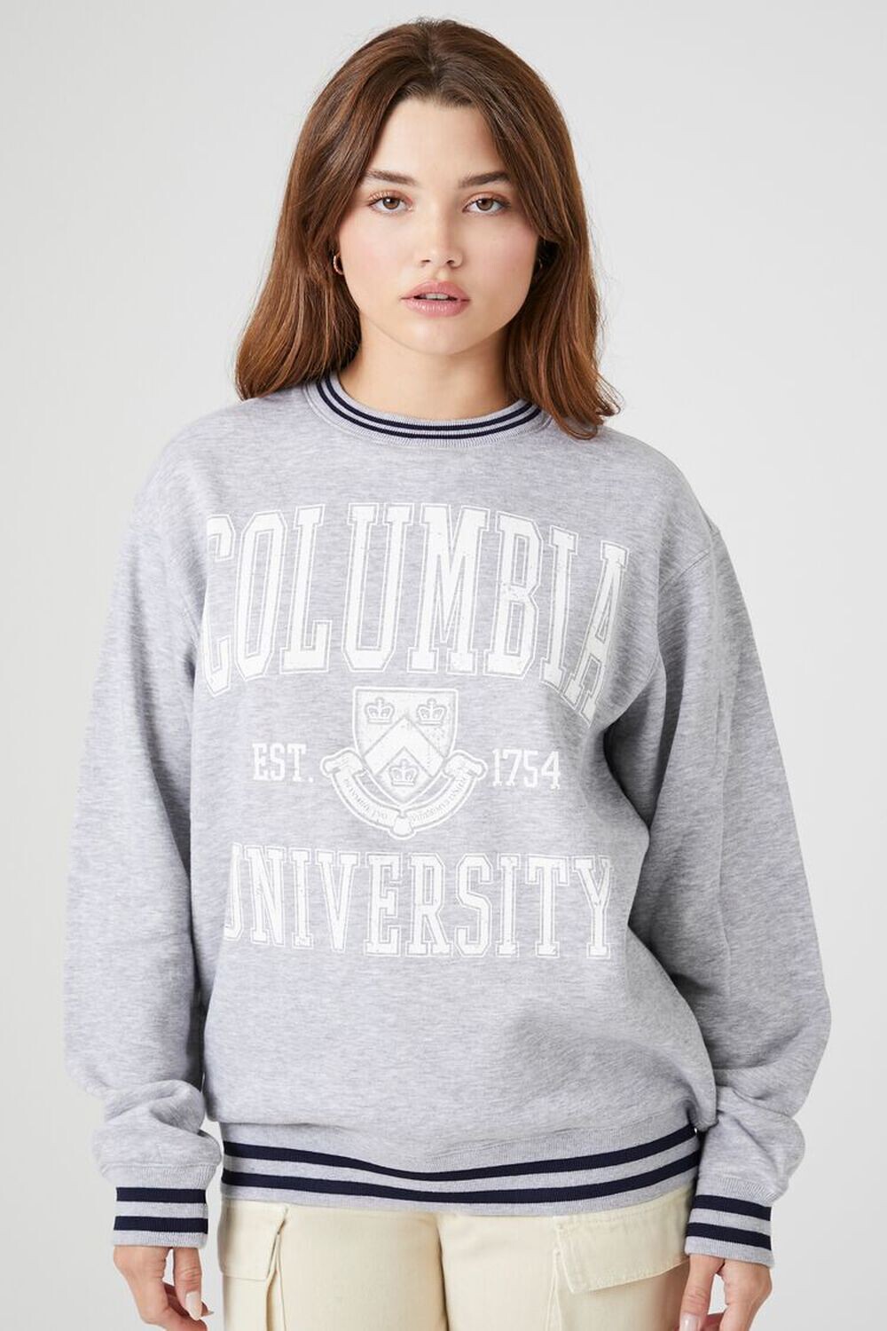 

Пуловер с графическим рисунком Колумбийского университета Forever 21, серый
