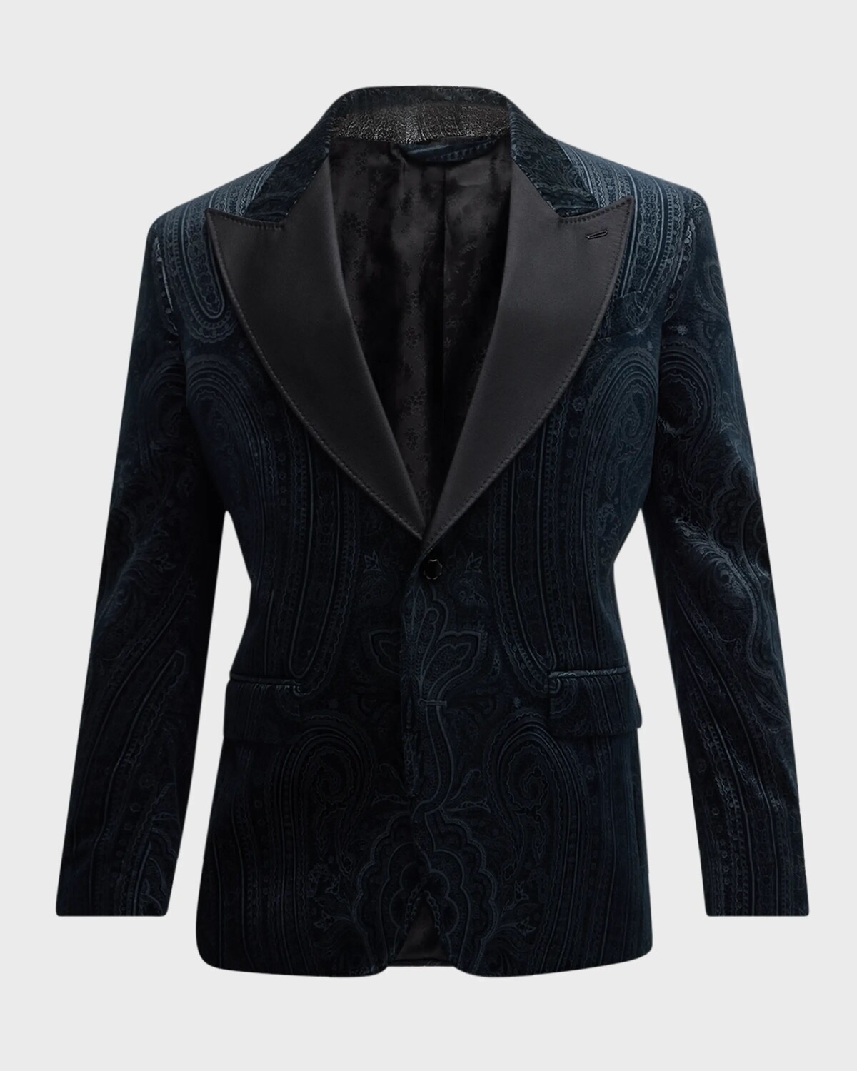 

Мужская бархатная вечерняя куртка с узором пейсли Etro, цвет Print On Blue Base 2