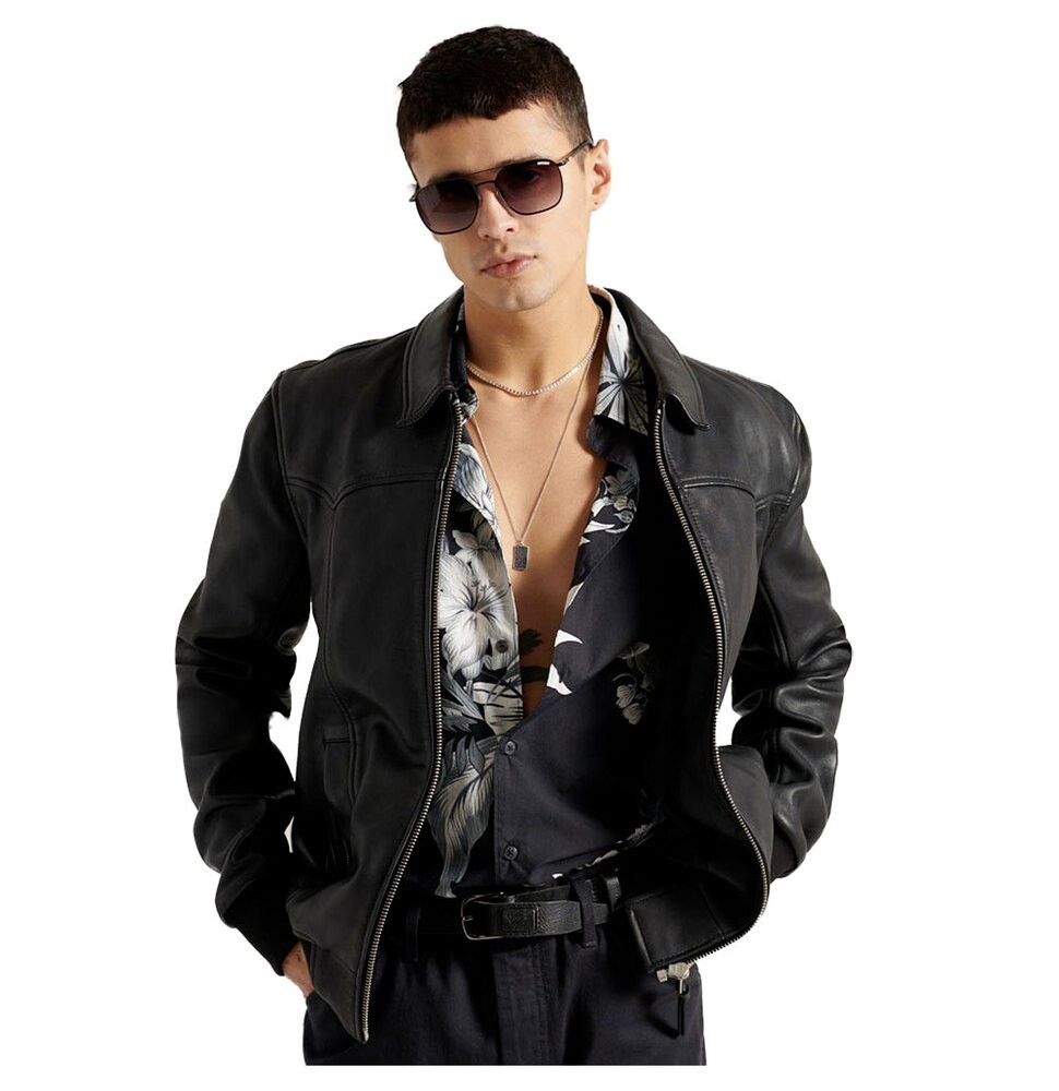 

Куртка Superdry Leather Indie Club, черный