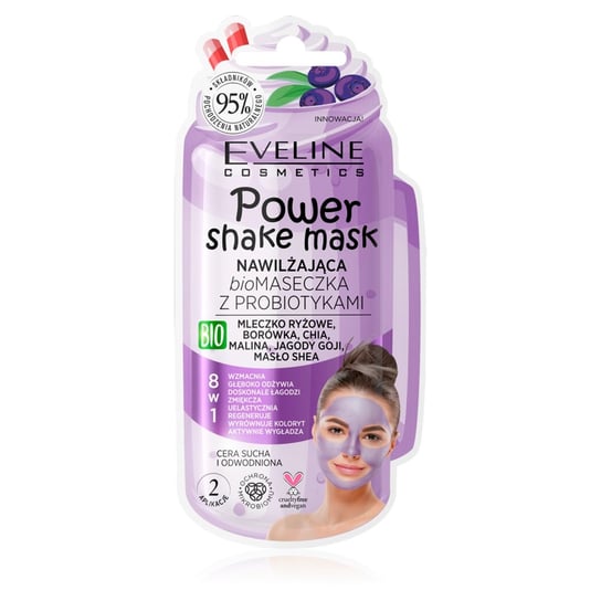 Увлажняющая биомаска с пробиотиками 8в1 10мл Eveline Cosmetics Power Shake маска для лица eveline power shake с пробиотиками и рисовым молочком интенсивно увлажняющая 8 мл