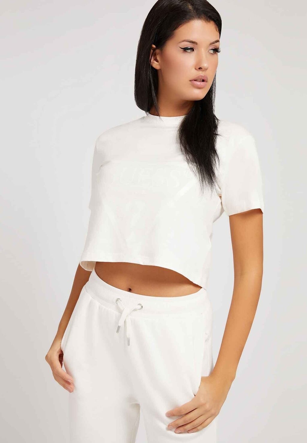 

Футболка с принтом ADELE CROP Guess, цвет weiß