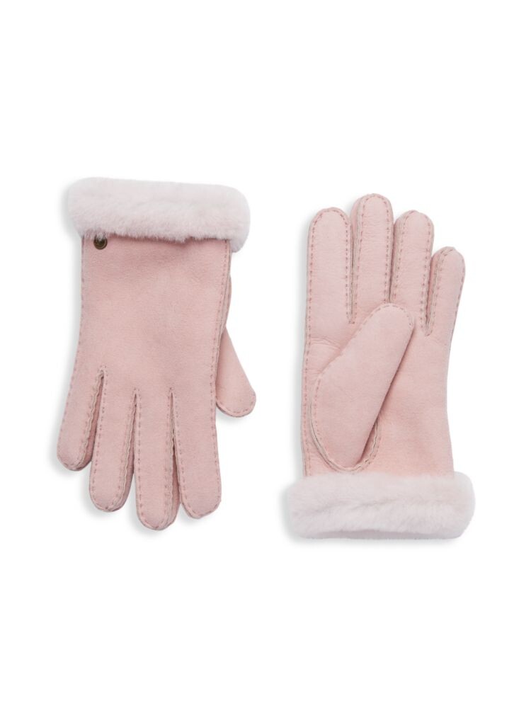 

Кожаные перчатки с отделкой из овчины Ugg, цвет Pink Cloud