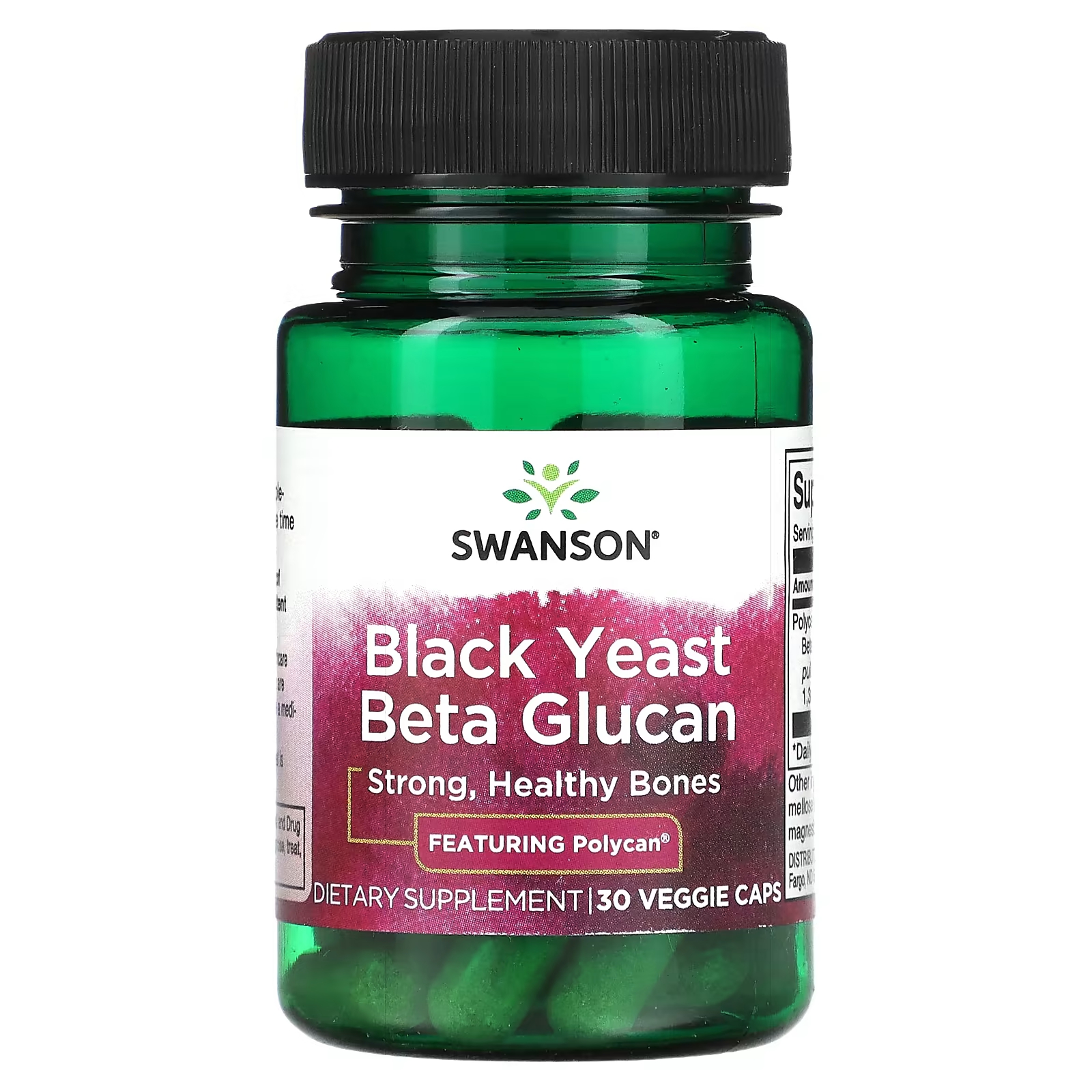 Черные дрожжи Swanson с бета-глюканом, 30 растительных капсул