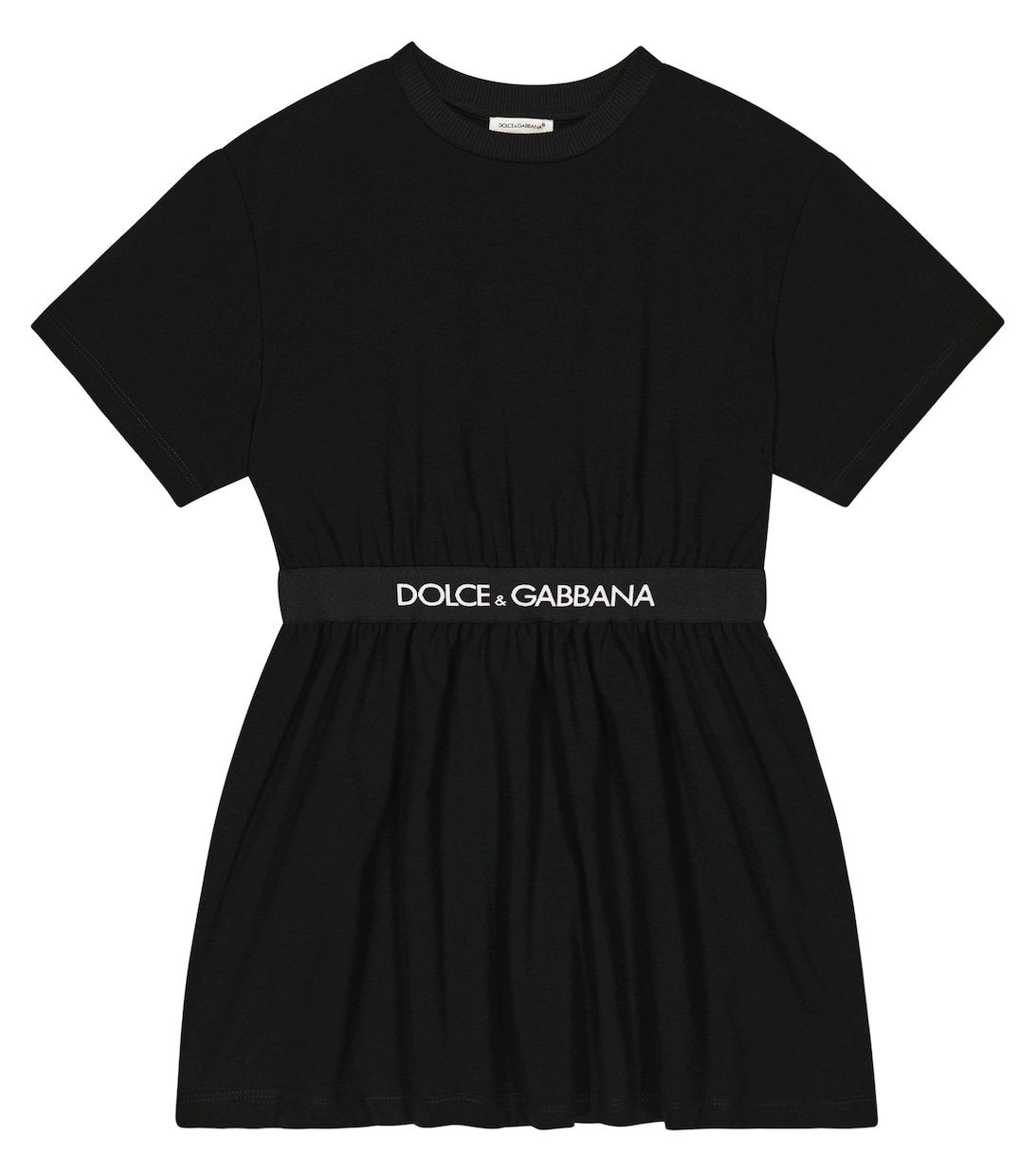 Платье из смесового хлопка с логотипом Dolce&Gabbana, черный