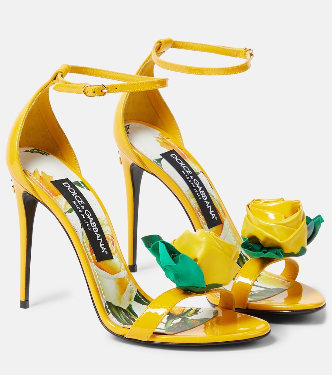 

Лакированные босоножки с цветочной аппликацией Dolce&Gabbana, желтый