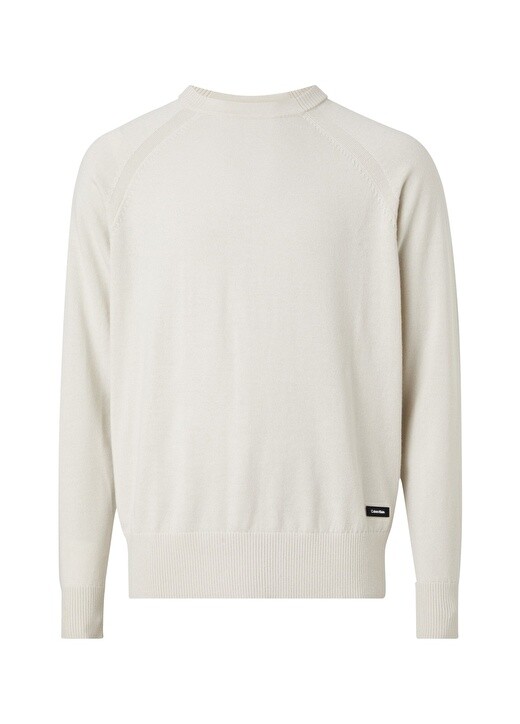 

Бежевый мужской свитер Slim Fit с круглым вырезом Calvin Klein