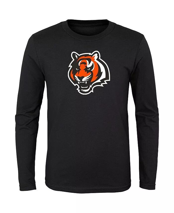 

Черная футболка с длинным рукавом и логотипом Cincinnati Bengals для мальчиков и девочек Big Outerstuff, черный