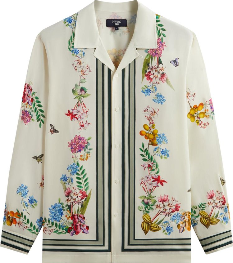 Рубашка Kith x New York Botanical Garden Floral Border Long Sleeve Thompson 'White', кремовый