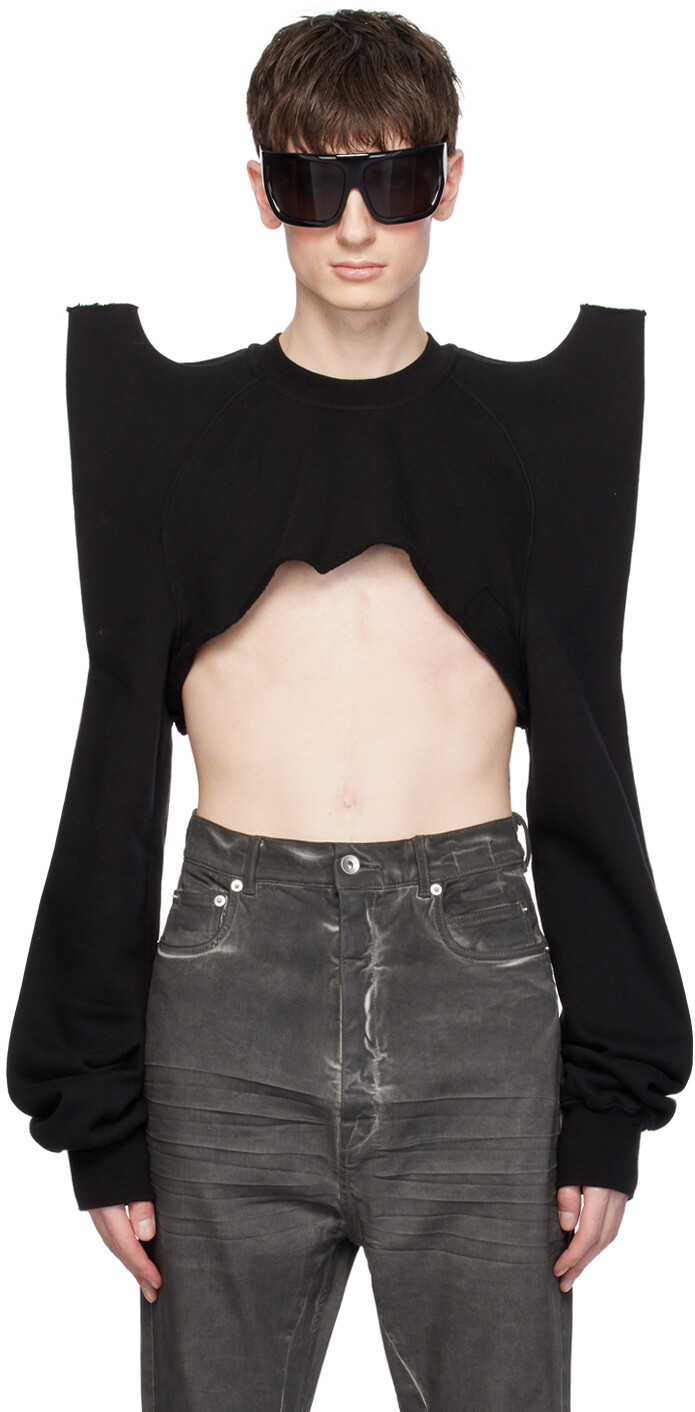 

Черный укороченный свитшот Tecsweat Rick Owens Drkshdw, цвет Black