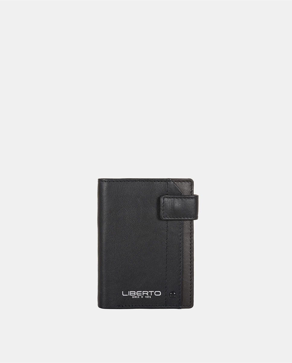 Вертикальный кошелек с черной сумочкой Liberto, черный мужской клатч из натуральной кожи длинный кошелек на двойной молнии для монет для телефона чехол держатель для карт