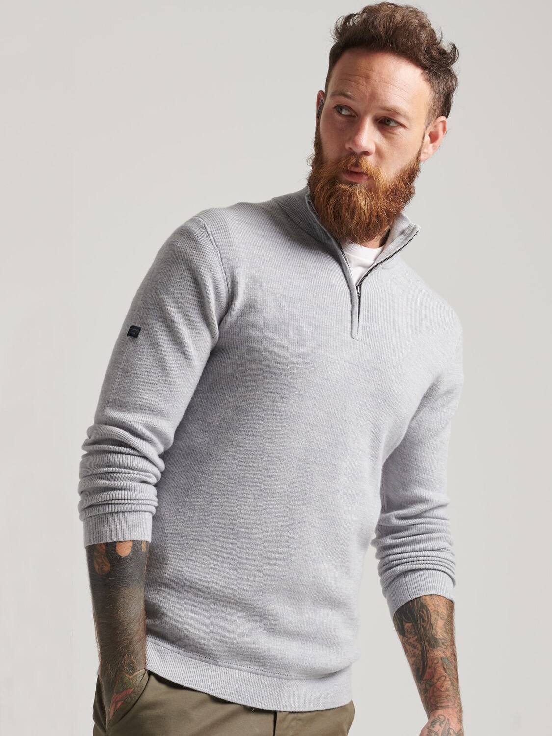 

Джемпер из смесовой мериносовой шерсти Superdry, средний меланжевый цвет
