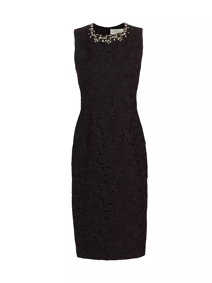 Платье длиной до колена из гипюрового кружева с украшением Anna Sachin & Babi, цвет noir