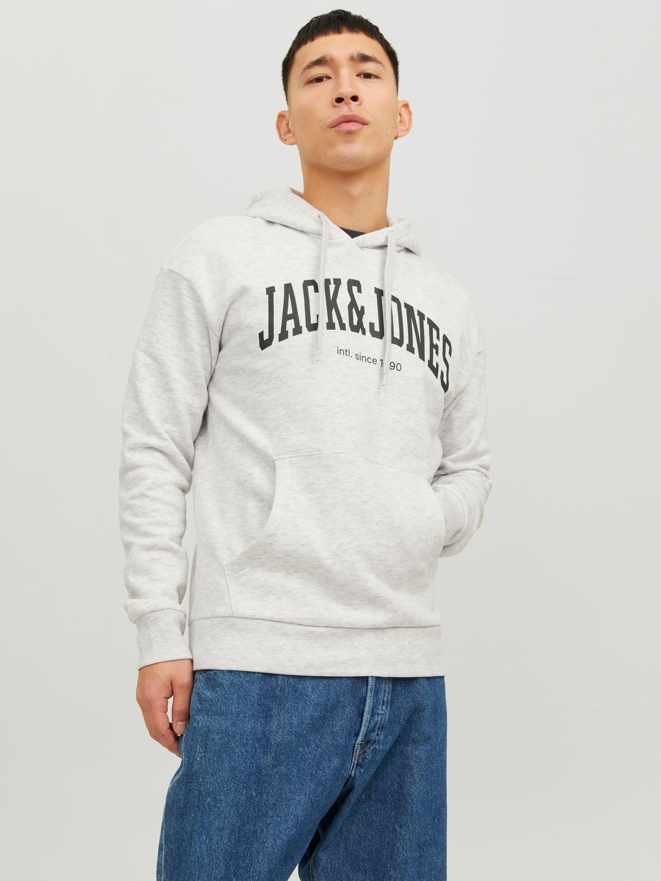 

Толстовка Jack & Jones Logo Print Hoodie Kapuzen Pullover JJEJOSH, светло-серый