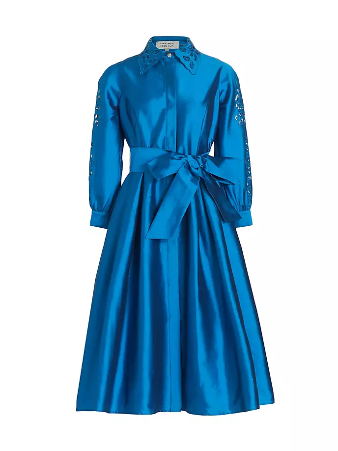 Платье А-силуэта с вышивкой Teri Jon By Rickie Freeman, синий