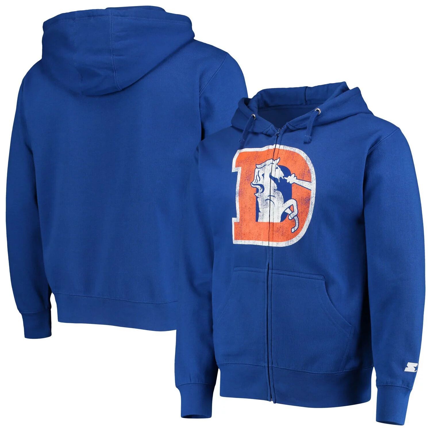 

Мужская толстовка с молнией во всю длину и логотипом Royal Denver Broncos Throwback Starter